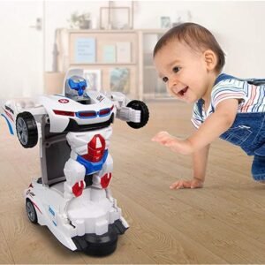 Transforming Rotating Robot Electric Deformation Car Universal Robot Movie Protagonist Music Light Deformation Car Kid Toys Gift